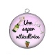 Pendentif Cabochon Argent - une super viticultrice 