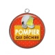 Pendentif Cabochon Argent - pompier qui déchire