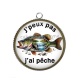 Pendentif Cabochon Argent - j'peux pas j'ai pêche