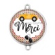 Connecteur Cabochon Argent - merci