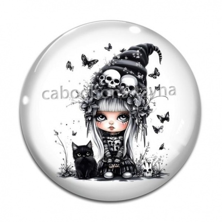 Cabochon Verre - petite fille gotique