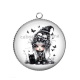 Pendentif Cabochon Argent - petite fille gotique