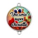 Connecteur Cabochon Argent - une amie super chouette