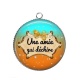 Pendentif Cabochon Argent - une amie qui déchire