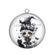 Pendentif Cabochon Argent - petite fille gotique