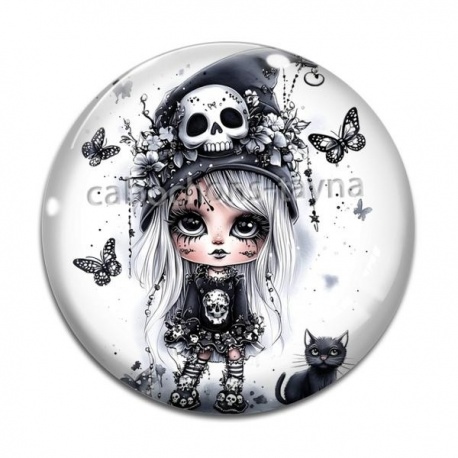 Cabochon Verre - petite fille gotique