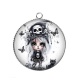 Pendentif Cabochon Argent - petite fille gotique
