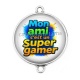 Connecteur Cabochon Argent - mon ami c'est un super gamer