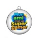 Pendentif Cabochon Argent - mon ami c'est un super gamer