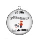 Pendentif Cabochon Argent - je suis un pétanqueur qui déchire