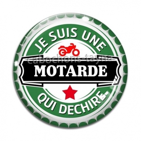 Cabochon Verre - je suis une motarde qui déchire