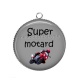 Pendentif Cabochon Argent - super motard