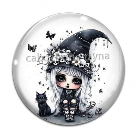 Cabochon Verre - petite fille gotique