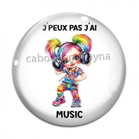 Cabochon Verre - j'peux pas j'ai music