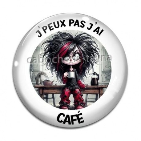 Cabochon Verre -  j'peux pas j'ai café