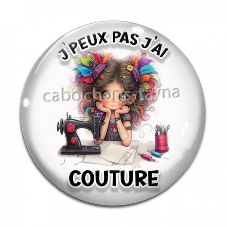 Cabochon Verre - j'peux pas j'ai couture