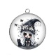 Pendentif Cabochon Argent - petite fille gotique