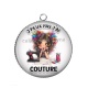 Pendentif Cabochon Argent - j'peux pas j'ai couture