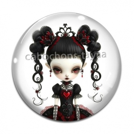 Cabochon Verre - fille gotique