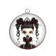 Pendentif Cabochon Argent - fille gotique