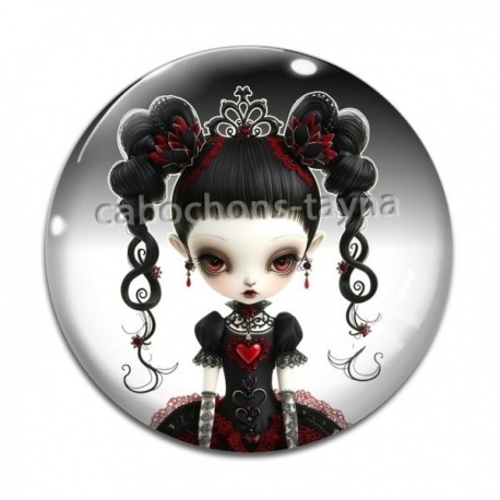 Cabochon Verre - fille gotique
