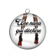 Pendentif Cabochon Argent - une nana qui déchire