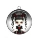 Pendentif Cabochon Argent - fille gotique