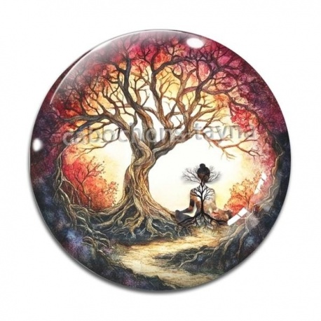 Cabochon Verre - arbre de vie
