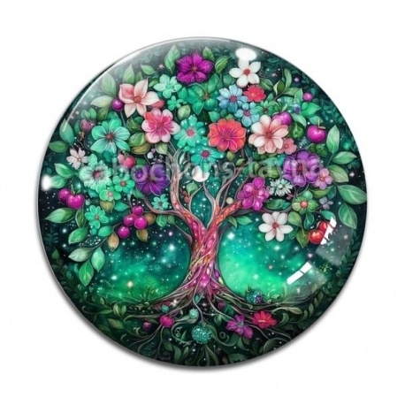 Cabochon Verre - arbre de vie