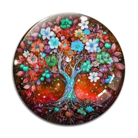 Cabochon Verre - arbre de vie