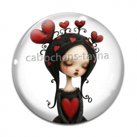 Cabochon Verre - fille gotique