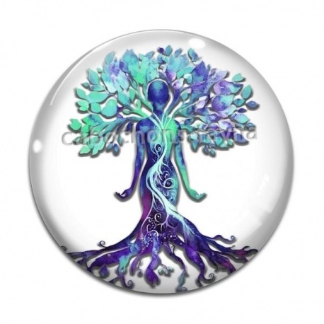 Cabochon Verre - arbre de vie