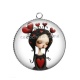 Pendentif Cabochon Argent - fille gotique