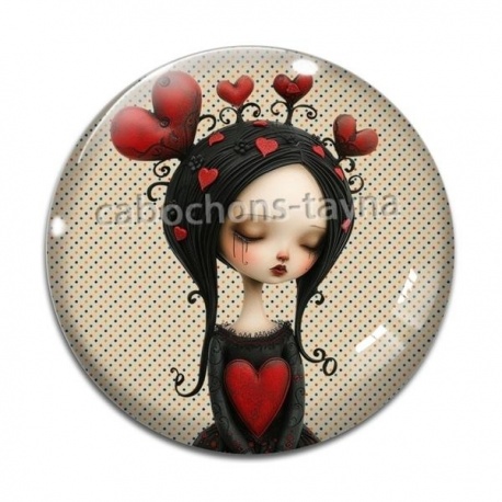 Cabochon Verre - fille gotique