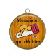 Pendentif Cabochon Argent - menuisier qui déchire
