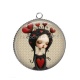 Pendentif Cabochon Argent - fille gotique