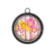 Pendentif Cabochon Argent - fleur