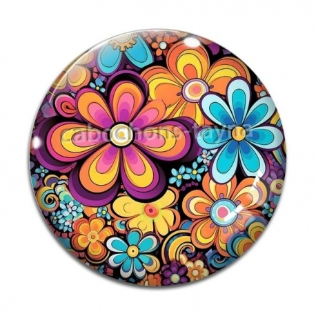 Cabochon Verre - fleur