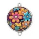 Connecteur Cabochon Argent - fleur