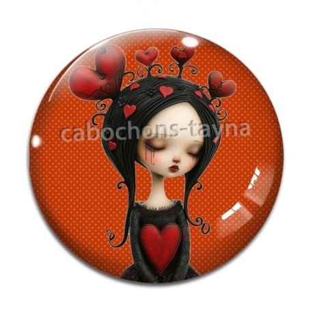 Cabochon Verre - fille gotique