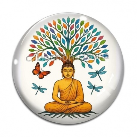 Cabochon Verre - arbre de vie bouddha