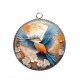 Pendentif Cabochon Argent - oiseau