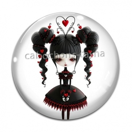 Cabochon Verre - fille gotique