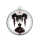 Pendentif Cabochon Argent - fille gotique