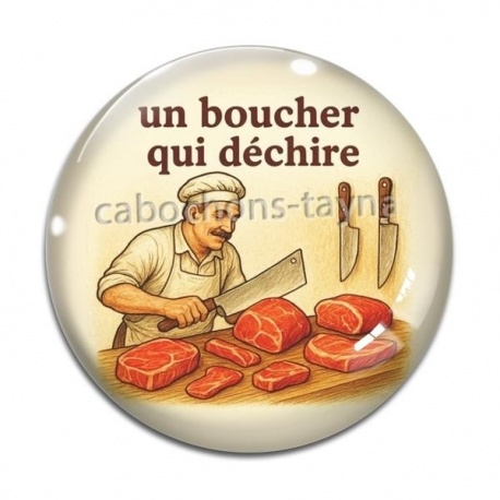 Cabochon Verre - un boucher qui déchire