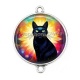 Connecteur Cabochon Argent - chat