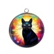 Pendentif Cabochon Argent - chat