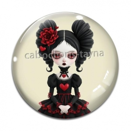 Cabochon Verre - fille gotique