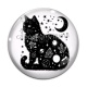 Cabochon Verre - chat noir cosmos