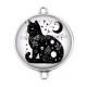 Connecteur Cabochon Argent - chat noir cosmos